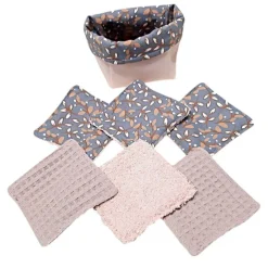 Afrosteff 6 Abschminkpads mit Aufbewahrungbox, Kosmetikpads 6-er Pack, waschbar