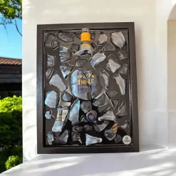 Sale Framepox 9 Mile Vodka Flaschenbild • Upcycling Wandbild Bar Deko • Geschenk Männer • 3D Kunst Wohnaccessoire