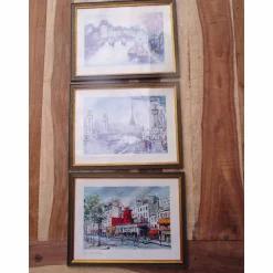 Deko-Objekte^CottageFurnitures 3  Wandbilder  Bilder  Kunstdruck Paris  Moulin Rouge Eiffelturm