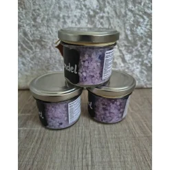 Badesalz^Kleine Wohlfühlmanufaktur Badesalz handgemacht, Lavendel, mediterranes Meersalz im Glas mit Birkenherz