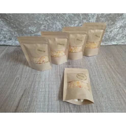 Badesalz^Kleine Wohlfühlmanufaktur Badesalz handgemacht, Vanille, mediterranes Meersalz in Kraftpapiertüte