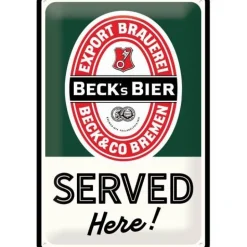 Antik und Kultiges Beck’s Bier Blechschild 20x30 cm – Kultige Wanddeko für Bar & Kneipe