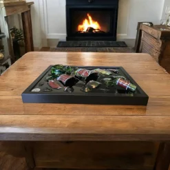 Bilderrahmen^Framepox Beluga Hunting Vodka Wandbild • Epoxidharz & Broken Glass Upcycling Kunst