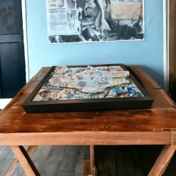 Bilderrahmen^Framepox Belvedere Vodka Wandbild – Broken Bottle Art mit Epoxidharz • Luxus Upcycled Wandkunst • Bar Deko & Geschenk für Home Ba