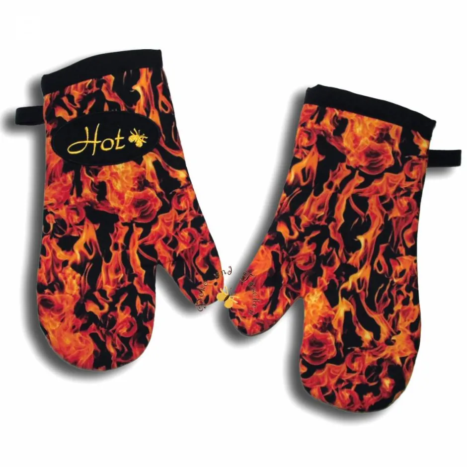Grillzubehör^Deko und Taschen Bestickte Ofenhandschuhe Stoffe Flammen Motorräder Bierbrauen Grillhandschuhe Topfhandschuhe Topflappen Männergeschenke