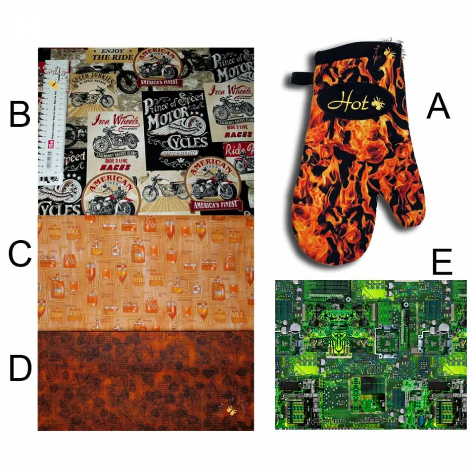 Grillzubehör^Deko und Taschen Bestickte Ofenhandschuhe Stoffe Flammen Motorräder Bierbrauen Grillhandschuhe Topfhandschuhe Topflappen Männergeschenke