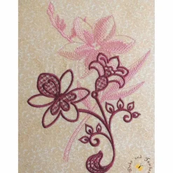 Bilderrahmen^Deko und Taschen Bestickte Wandbilder auf Keilrahmen Freesien Blütenbild 35cm x 35cm Echo-Stickerei Wanddeko Stickbilder Geschenkidee