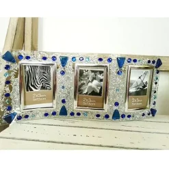 Bilderrahmen^Tinas Schmucktruhe Bilderrahmen, Fotorahmen, Glas, verziert, 29x12cm, Bilder 5x7,5 cm, SALE