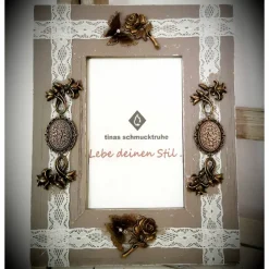 Best Tinas Schmucktruhe Bilderrahmen, Fotorahmen, Holz, Vintage-Stil, reich verziert, einzigartig, für Fotos 10x15 cm