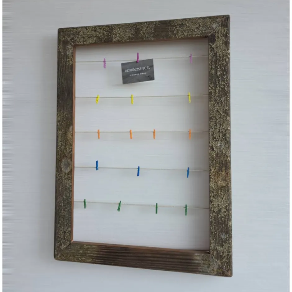Altholzspiegel Bilderrahmen 45x60 Holz Altholz alte Bohlen Loftausführung Altholzbilderrahmen mit Schnur Hochzeit Geschenk Geburt
