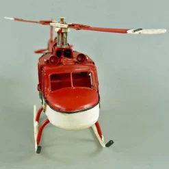 Antik und Kultiges Blechmodell Hubschrauber rot – Deko & Geschenkidee, detailreich, 23x23x7 cm