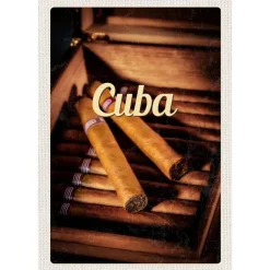 Antik und Kultiges Blechschild Cubanische Zigarre Cuba Karibik – Vintage Metallschild Deko