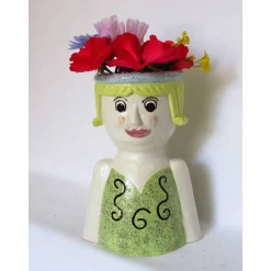Best Tonfigurenkombinat Blumenfrau aus Keramik, Skulptur Tonfigur