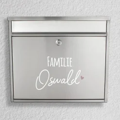 Best jamsstyle Briefkasten Namensschild "Familie + Name" mit Herz oder Anker, Aufkleber, Beschriftung, wasserfest