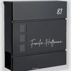 Briefkästen^jamsstyle Briefkasten Namensschild "Familie + Name" mit Hausnummer, Aufkleber, Beschriftung, wasserfest