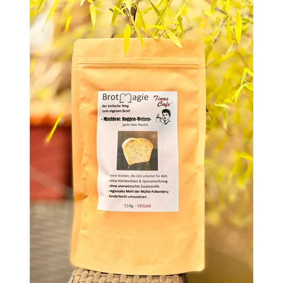 Backzubehör^Tinas Brotmagie & mehr Brotbackmischung ROGGEN-WEIZEN Brotmagie – ohne Zusätze, mit bestem Mehl aus der Mühle Polkenberg