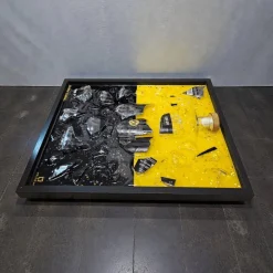 Sale Framepox BVB 09 Borussia Dortmund Wandbild – Broken Bottle Art mit Epoxidharz • Luxus Upcycling Wandkunst für Bar, Fan-Deko