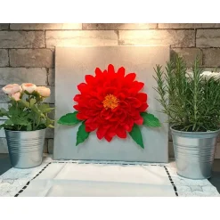 Clearance es-schmuckdesign 3D Leinwandbild Bild Wandbild mit roter Blume aus Floristenkrepp