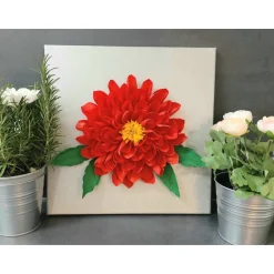 Clearance es-schmuckdesign 3D Leinwandbild Bild Wandbild mit roter Blume aus Floristenkrepp