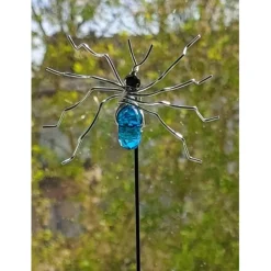 Best es-schmuckdesign Deko Blumenstecker Gartenstecker Spinne Blau