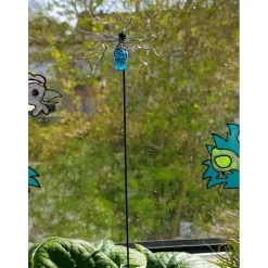 Best es-schmuckdesign Deko Blumenstecker Gartenstecker Spinne Blau