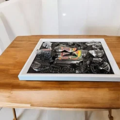 Bilderrahmen^Framepox Desperados Wandbild 3D 20x30 cm – Broken Bottle Art mit Epoxidharz – Bier Bar Deko – Shadowbox Unikat