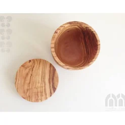 Best medina mood Dose mit Deckel , Vorratsdose, Gewürzdose, Kräuterdose aus Olivenholz in Handarbeit