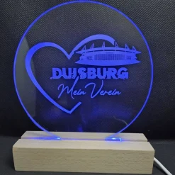 CreaLight and more Duisburg LED-Lampe mit rundem Acrylmotiv (auch separat) mit Fußballstadion deines Lieblingsvereins