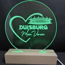 CreaLight and more Duisburg LED-Lampe mit rundem Acrylmotiv (auch separat) mit Fußballstadion deines Lieblingsvereins