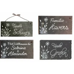 Best Schieferheld Edles Schiefertürschild Familie personalisiert – Handgemachtes Namensschild für die Haustür, einmaliges Familiengeschenk