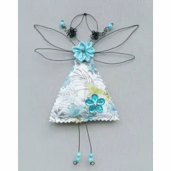 Clearance es-schmuckdesign Elfe / Fee aus Draht Maße: ca. 19 x 13 cm in Türkis/Weiß Kleid