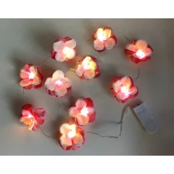 Clearance es-schmuckdesign 10er Feenlichter Blumenlichterkette Kirschblüte in Pink und Weiß