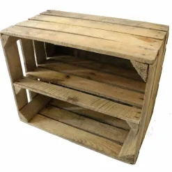 Kisten & Boxen^Timbert 2er Set ALTE OBSTKISTE mit Zwischenbrett Holzkiste in NATUR Apfelkiste Mittelbrett Vintage Wandregal Holz Rustikal Deko