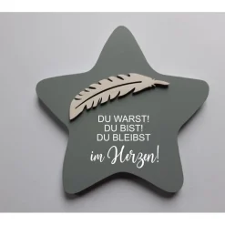 Deko-Objekte^FlyingLoveDesign Erinnerung an ein Sternenkind, Geschenk für Sterneneltern, individuelle gestaltetes Trauergeschenk, grauer Stern, Gott,