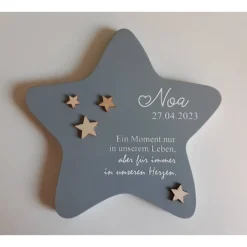 Deko-Objekte^FlyingLoveDesign Erinnerung an ein Sternenkind, Geschenk für Sterneneltern, individuelle gestaltetes Trauergeschenk, grauer Stern, Grabd