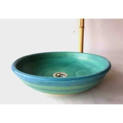 Atelier Schoening Flaches Waschbecken / Blau-Türkis Ø 36 cm Höhe 8,5 cm