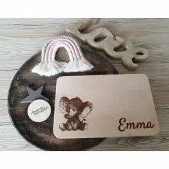 AlexandrasKreativwerkstatt Frühstücksbrett/Vesperbrett/Schneidebrett Laser Gravur Bild Elefant
