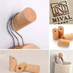 Discount Nival Home Garderobenhaken Wandhaken Holzhaken Wand Haken Kleiderhaken  Rund