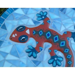 Best Farbenspiel Garten Trittstein Gecko Mosaik – Runde Dekoplatte Unikat, wetterfest, 35 cm Ø