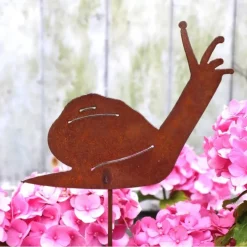 Best DeinMaterial Gartenstecker Schnecke Edelrost
