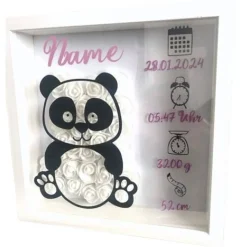 Bilderrahmen^baby name for u Geburtsrahmen 3 D Rosenrahmen Panda personalisiert Geburt Taufe Geschenk