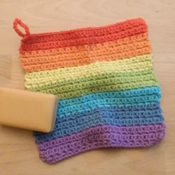 Sale muggels welt gehäkeltes Spültuch oder Waschlappen aus Biobaumwolle in Wunschfarben, Handarbeit