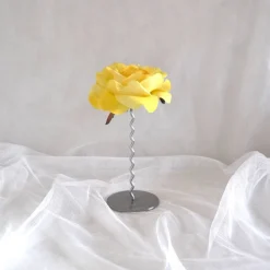 Kunstblumen & -Pflanzen^Geschenke und Keramik Gelbe Rose mit Metallständer