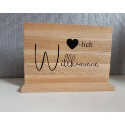 Best FlyingLoveDesign Geschenk zum Einzug/ Türschild Herzlich willkommen, Schild aus Klötzchen/ Familie/ Zuhause/ Deko/ Dezent Minimaldeko/Mit