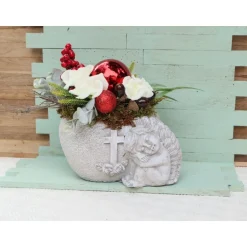 Best DeinZuhause Grabgesteck Grabschale Engel Kreuz Grabschmuck Trauerfloristik Trauergesteck