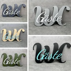 3DLukele Gäste WC, Badezimmer Türschild,Holz Alternative, Wandschild ,Wanddekoration, Geschenk ,Haus Deko