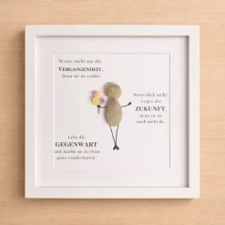 Best Kunstbluhme Handgefertigtes Steinbild mit Spruch – Vergangenheit, Gegenwart & Zukunft, personalisierbar, STB-274