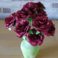 Büchertruhe Handgemachte dunkelrote Papierrose – Geschenkidee & Dekoration für Muttertag, Valentinstag & mehr