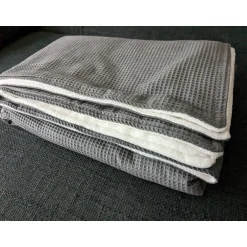 101DIYStudio Handgenähte Baumwolle Kuscheldecke XL Grau mit Waffelmuster, Extra Weich und Flauschig, Doppelseitige Verwendung