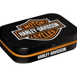 Antik und Kultiges Harley-Davidson Pillendose – Kleine Biker-Dose aus Stahlblech mit Pfefferminzdragees